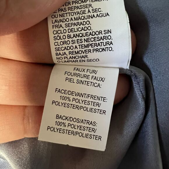 Lucky Brand Faux Fur Jacket Coat Women's Size Small Gray Cozy Soft Fuzzy - Picture 11 of 11